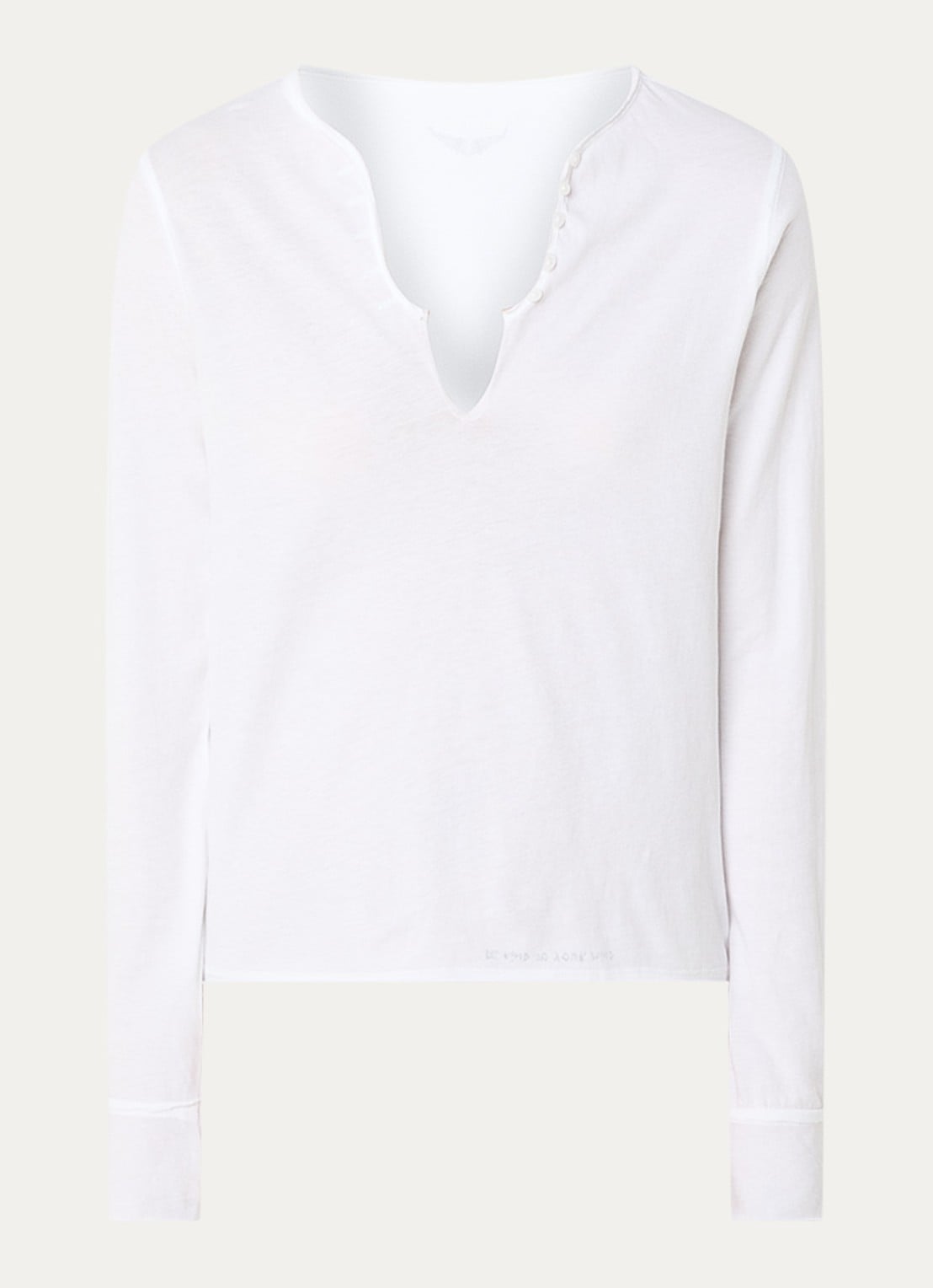 Zadig&Voltaire Tuni longsleeve met V-hals en sierknopen - voorkant wit