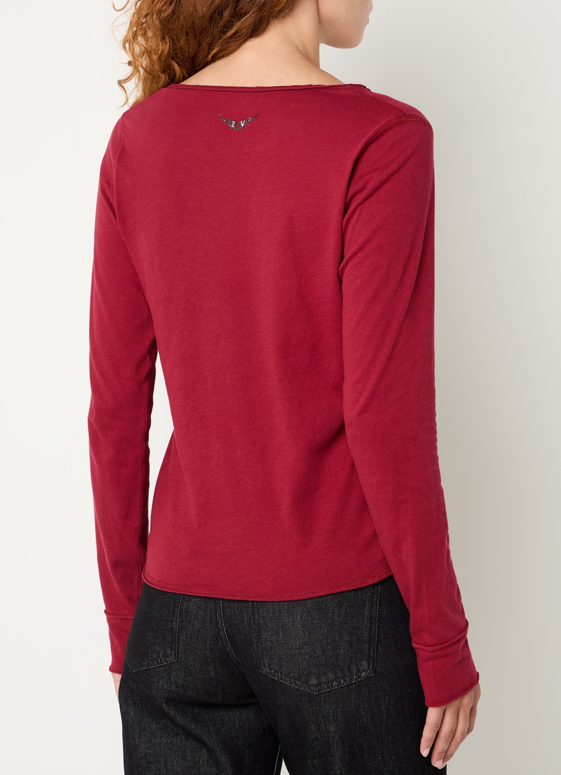 Zadig&Voltaire Tuni longsleeve met V-hals en sierknopen - achterkant 4 rood