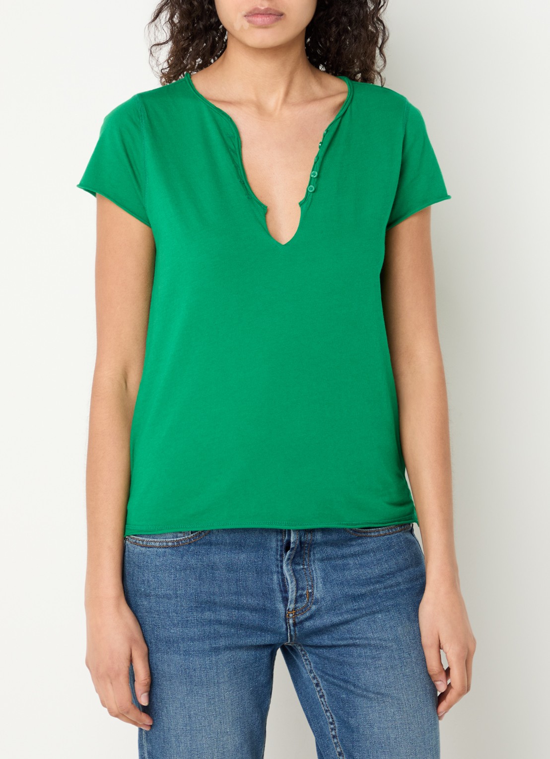 Zadig&Voltaire Tuni T-shirt met V-hals - detail 4 donkergroen