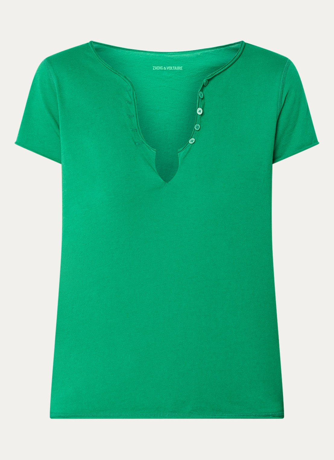 Zadig&Voltaire Tuni T-shirt met V-hals - voorkant 2 donkergroen