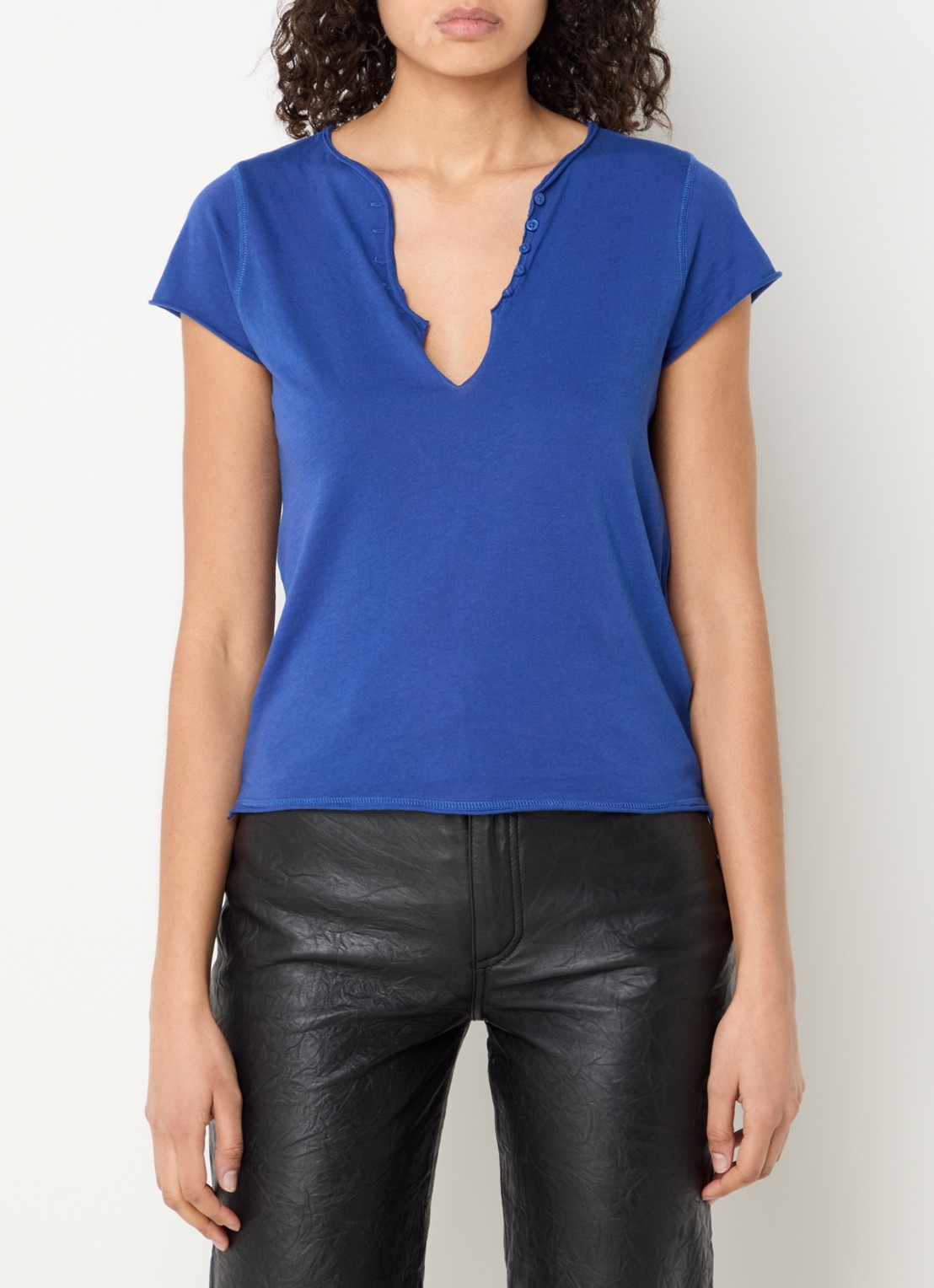 Zadig&Voltaire Tuni T-shirt met V-hals - detail 4 kobaltblauw