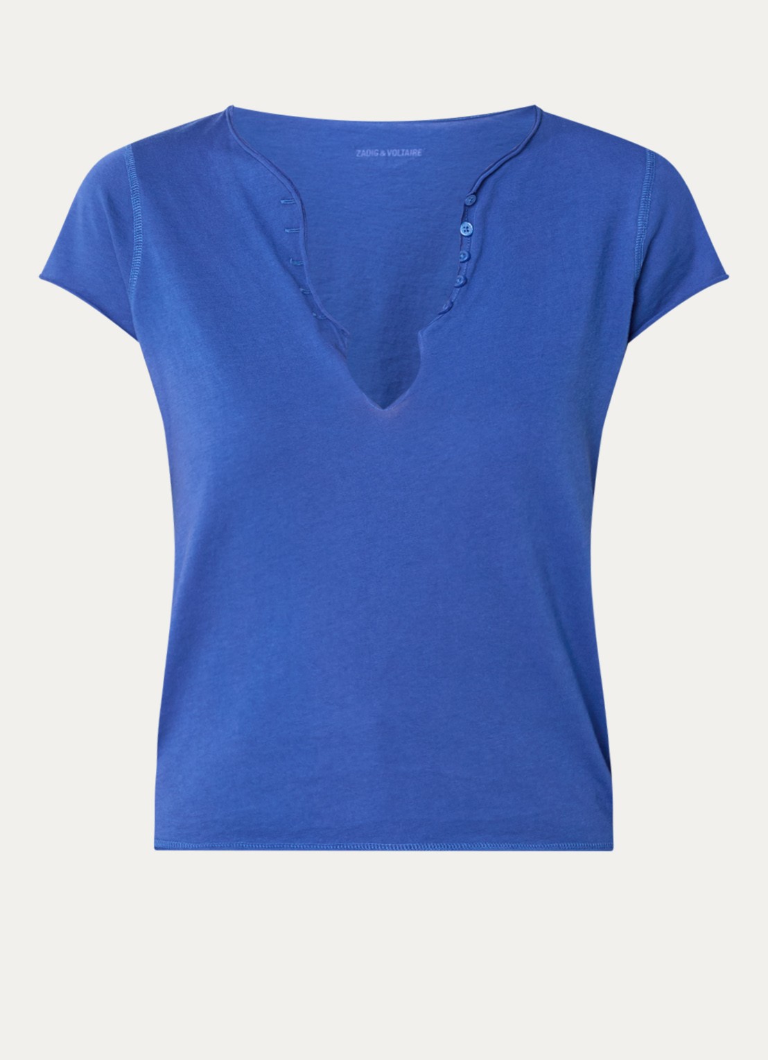 Zadig&Voltaire Tuni T-shirt met V-hals - voorkant 2 kobaltblauw