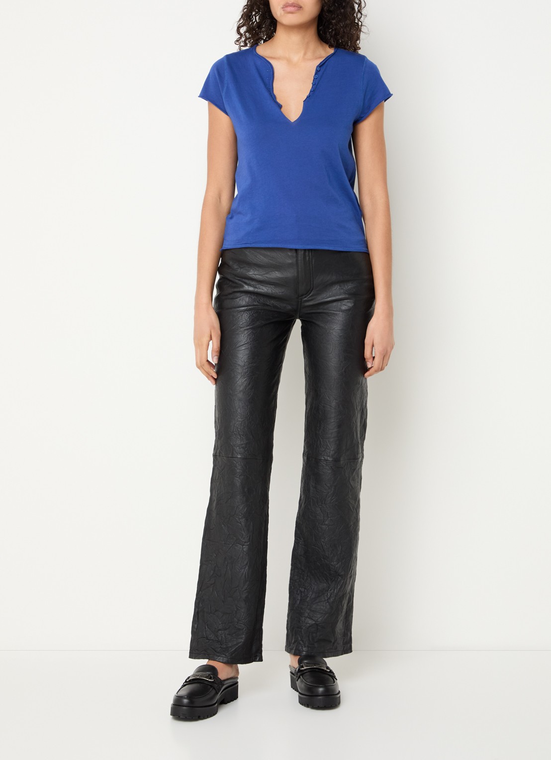 Zadig&Voltaire Tuni T-shirt met V-hals - voorkant 3 kobaltblauw