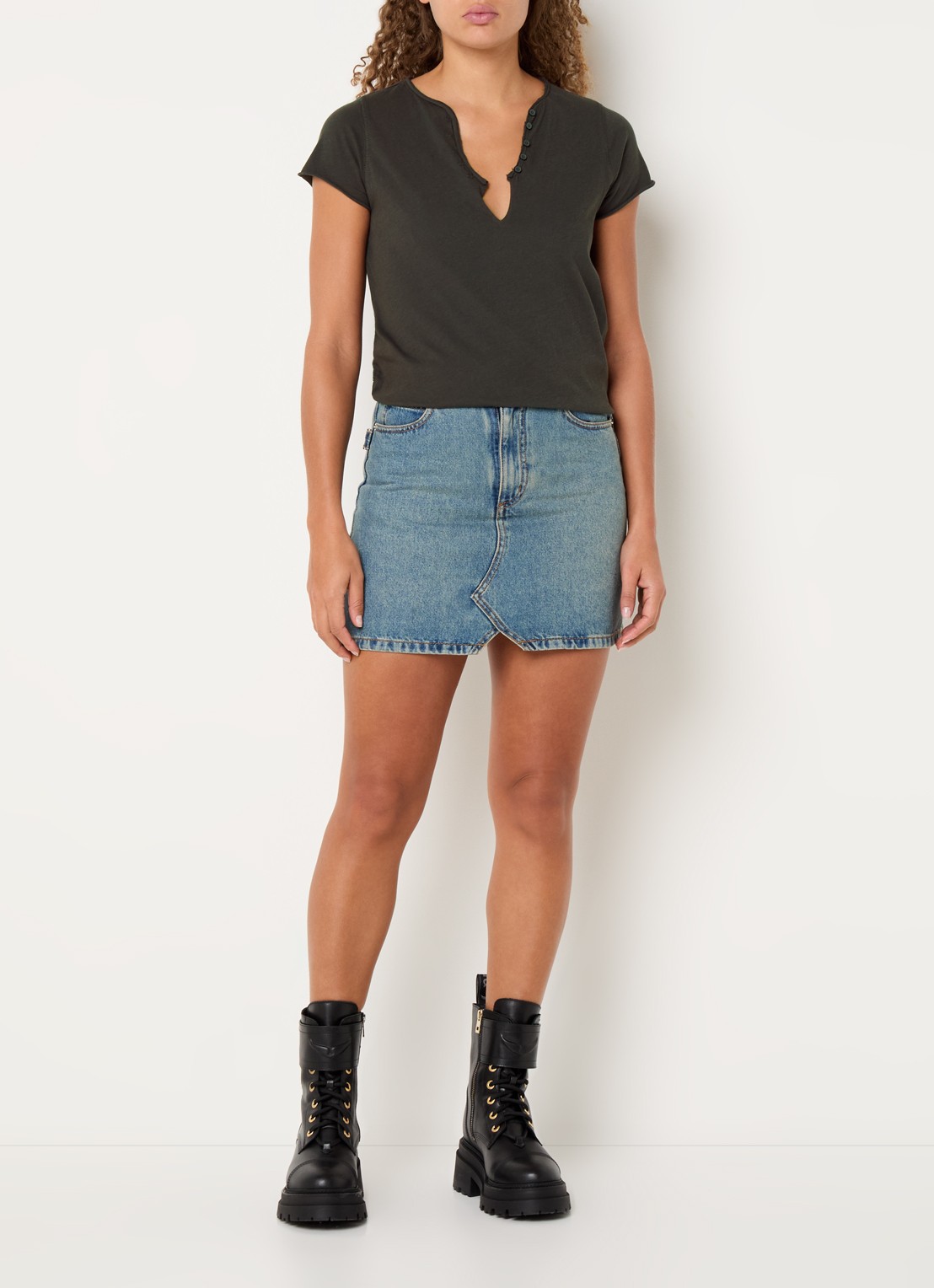 Zadig&Voltaire Tuni T-shirt met V-hals - voorkant 4 bruin