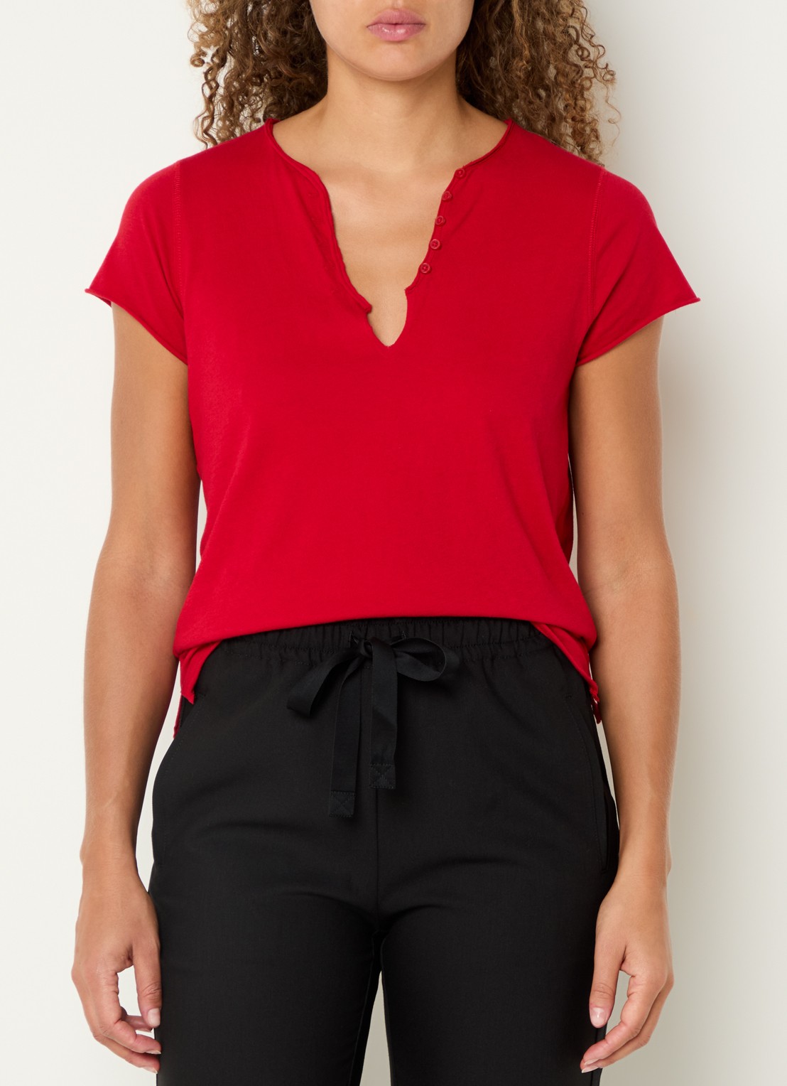 Zadig&Voltaire Tuni T-shirt met V-hals - detail rood