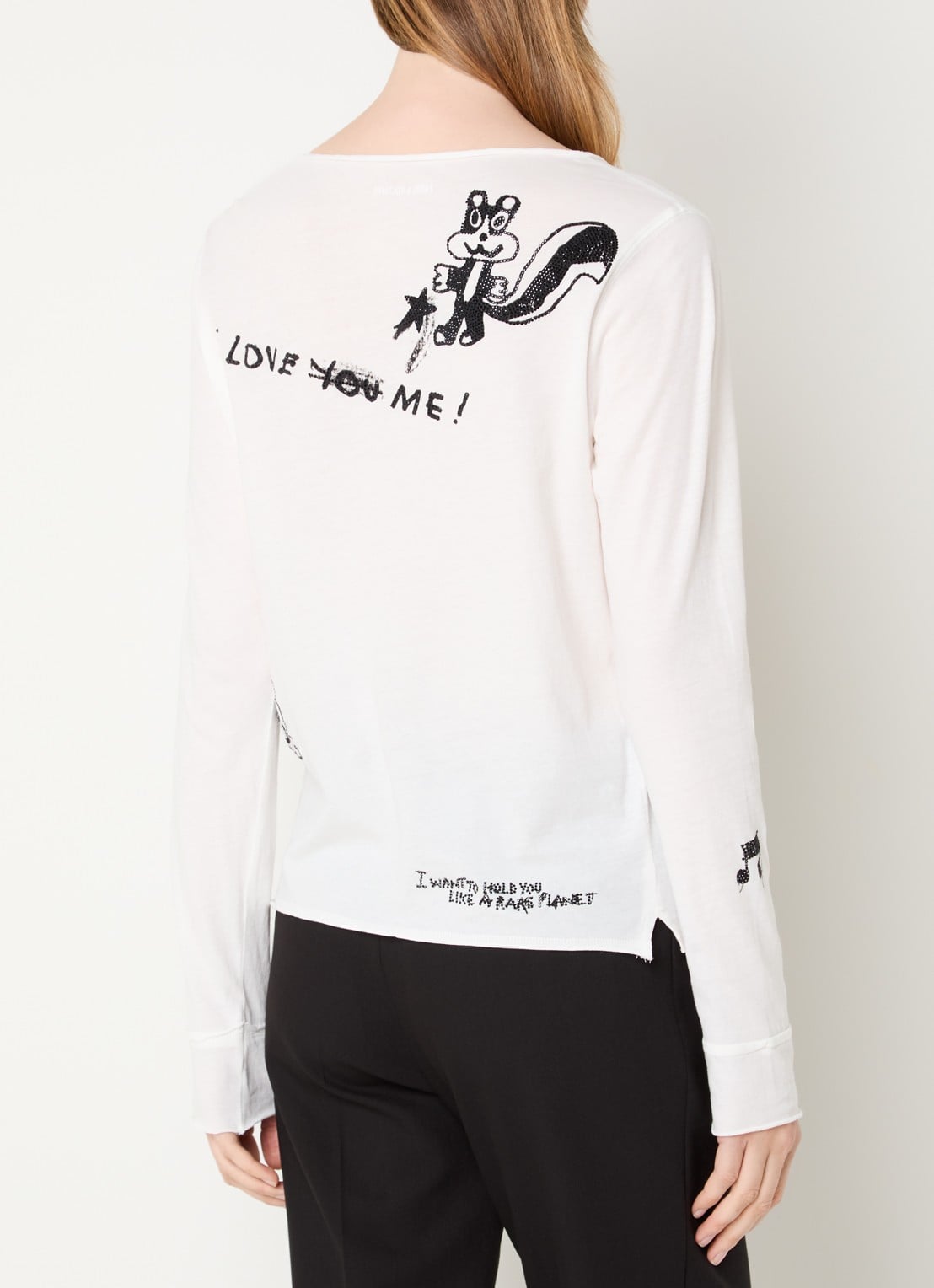 Zadig&Voltaire Tunisien longsleeve met print en strass - achterkant 4 wit
