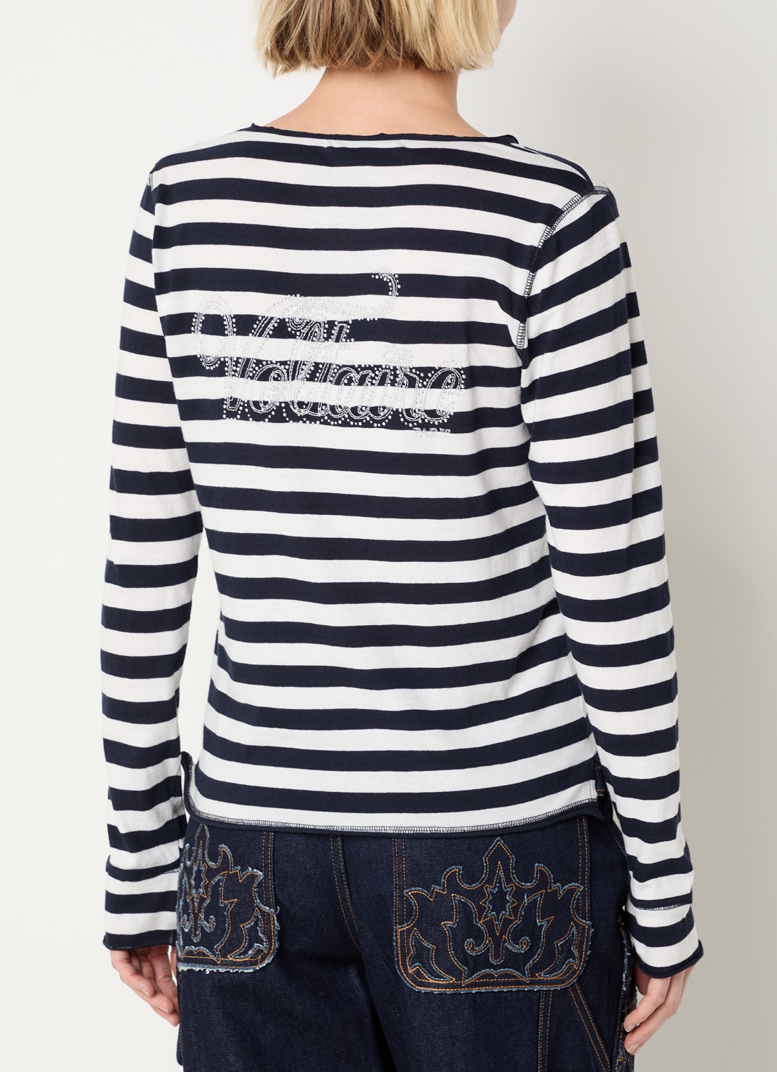 Zadig&Voltaire Tunisien longsleeve met V-hals - detail 4 donkerblauw
