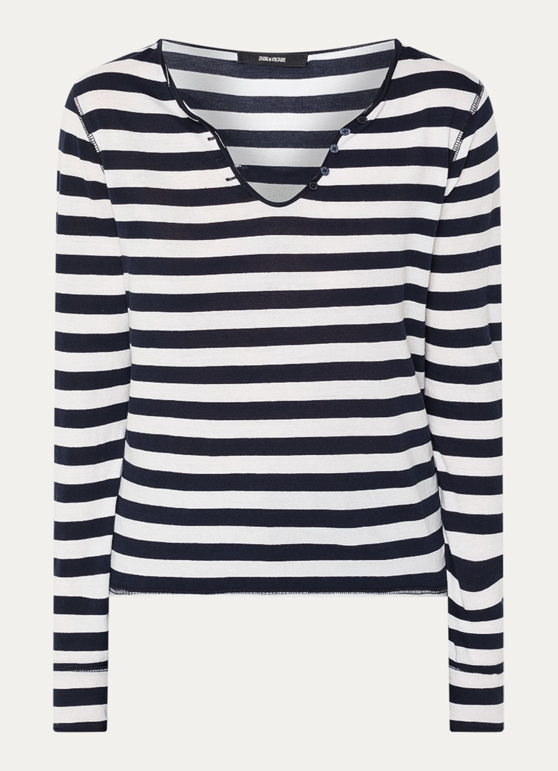 Zadig&Voltaire Tunisien longsleeve met V-hals - voorkant 2 donkerblauw