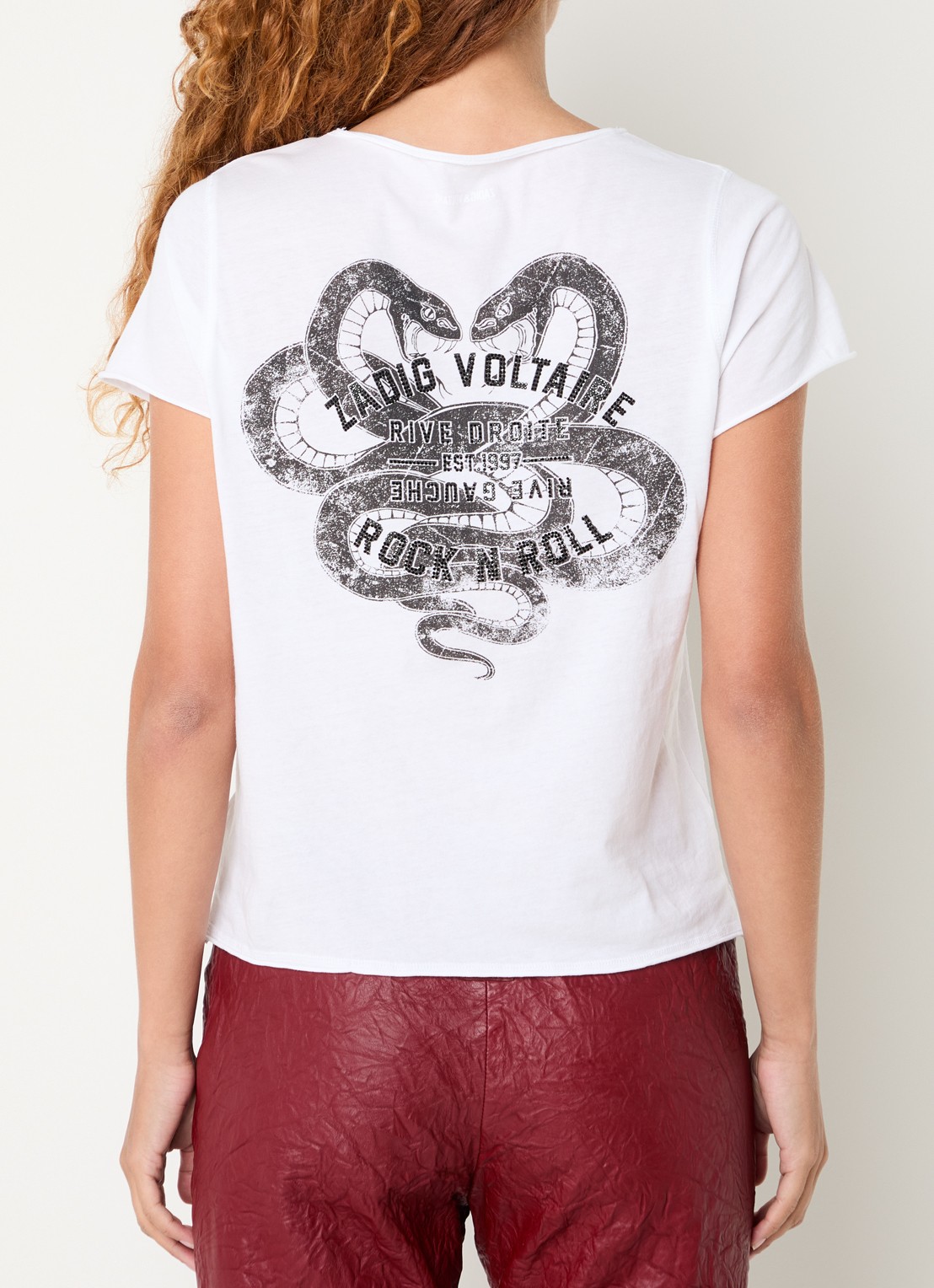 Zadig&Voltaire Tunisien T-shirt met logo- en backprint - detail 3 wit