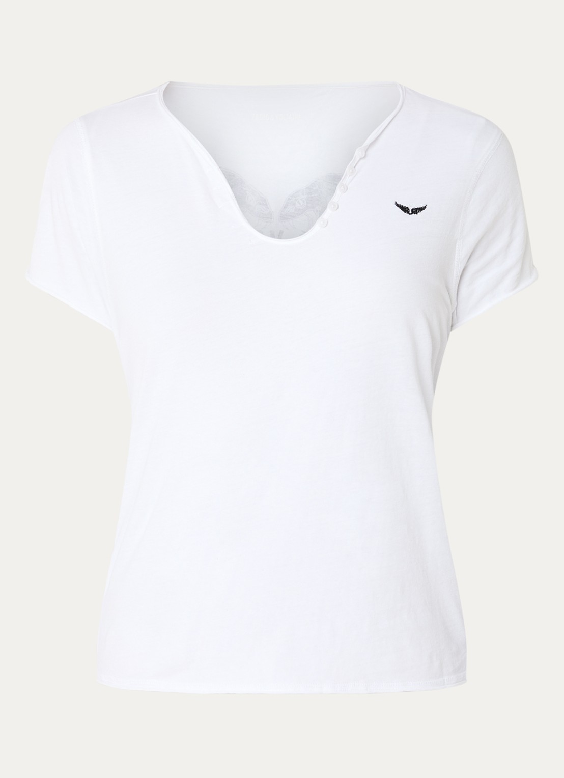 Zadig&Voltaire Tunisien T-shirt met logo- en backprint - voorkant wit