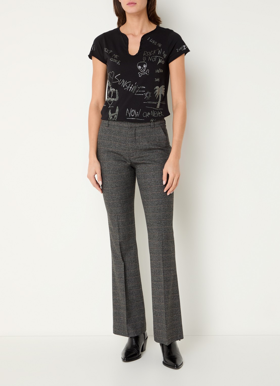Zadig&Voltaire Tunisien T-shirt met strass - voorkant 2 zwart
