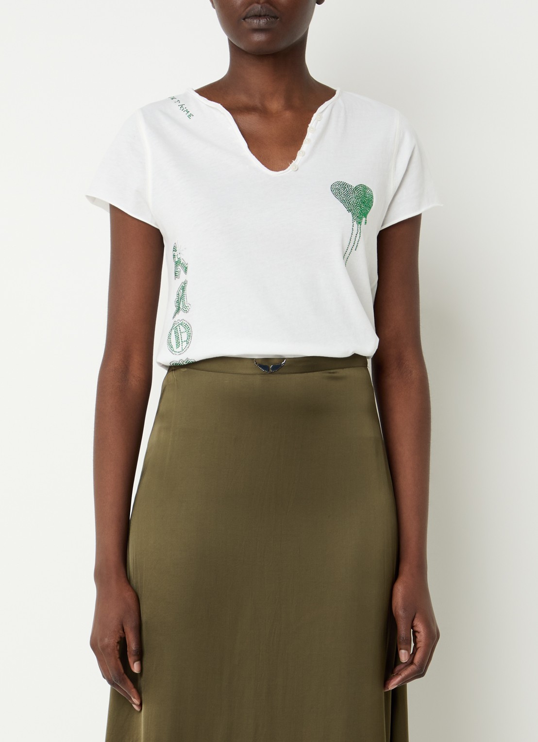 Zadig&Voltaire Tunisien T-Shirt met strass - detail 3 wit