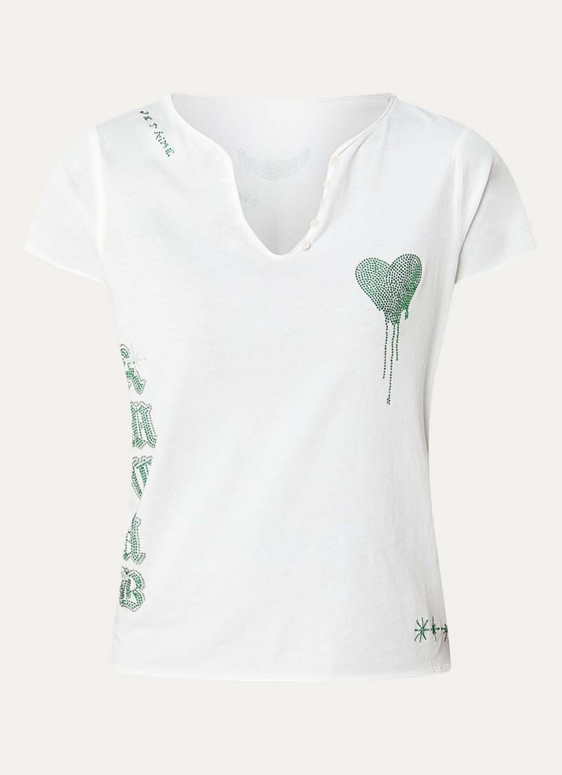 Zadig&Voltaire Tunisien T-Shirt met strass - voorkant wit