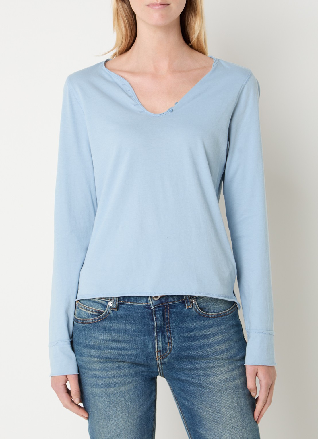 Zadig&Voltaire Tunsien longsleeve met backprint en strass - achterkant blauwgrijs