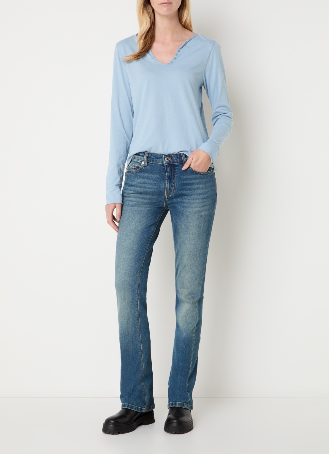 Zadig&Voltaire Tunsien longsleeve met backprint en strass - voorkant 4 blauwgrijs