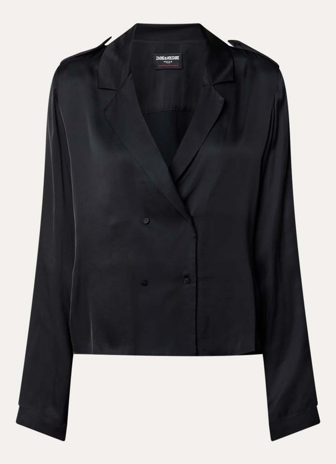 Zadig&Voltaire Tussi blouse van satijn  - voorkant 2 zwart