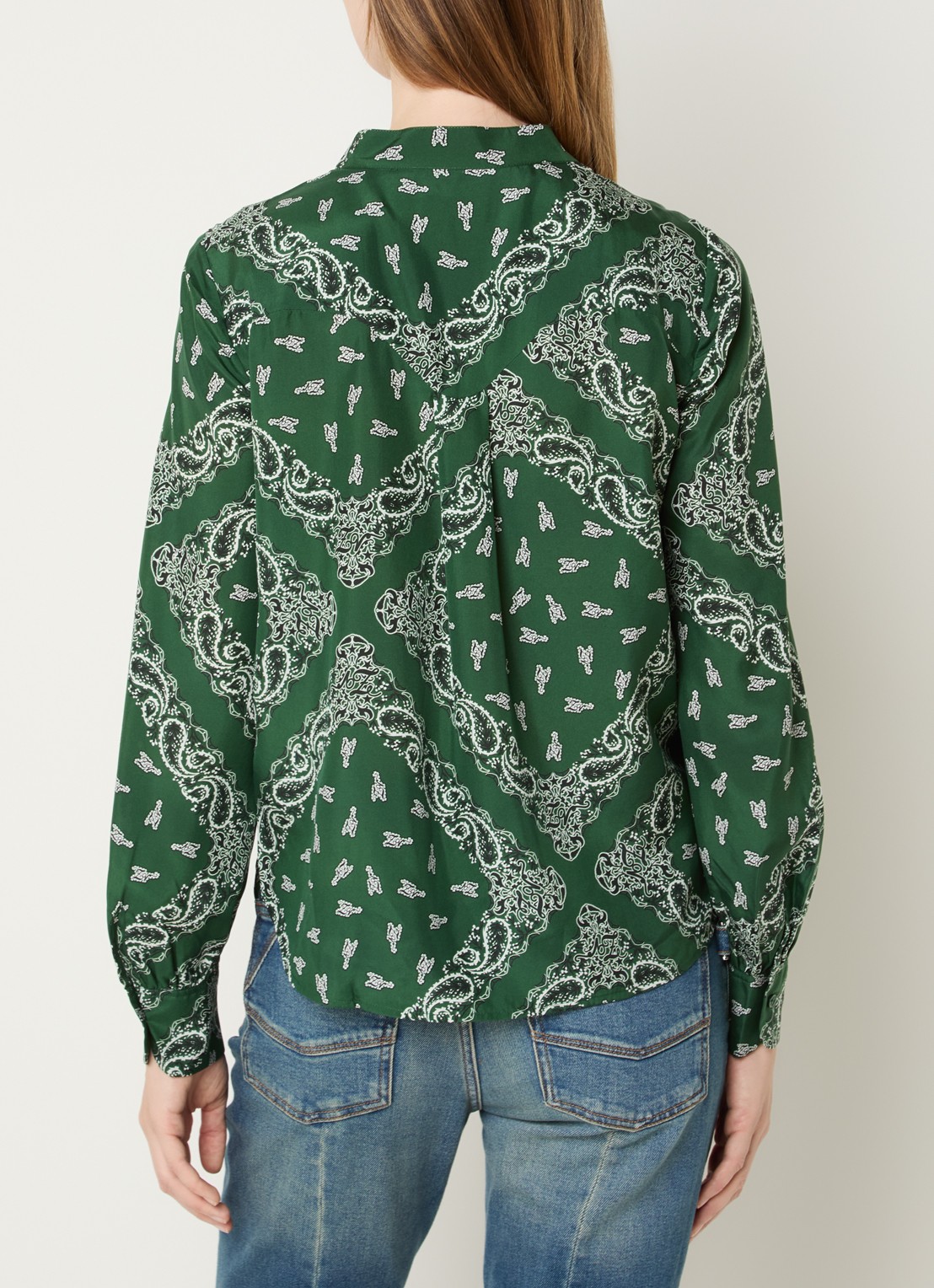 Zadig&Voltaire Twina blouse van zijde met paisley dessin - achterkant 4 donkergroen