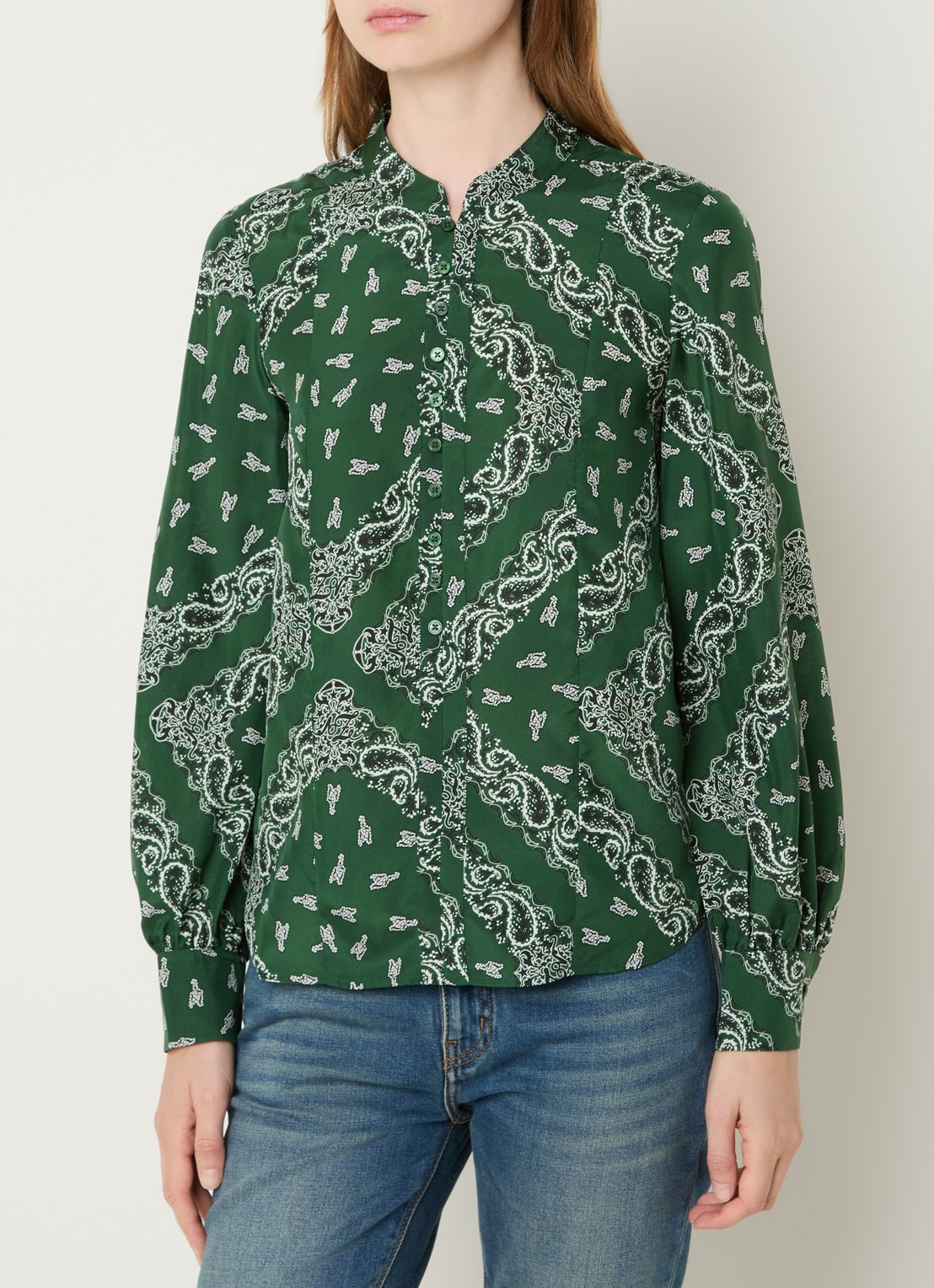 Zadig&Voltaire Twina blouse van zijde met paisley dessin - detail 3 donkergroen