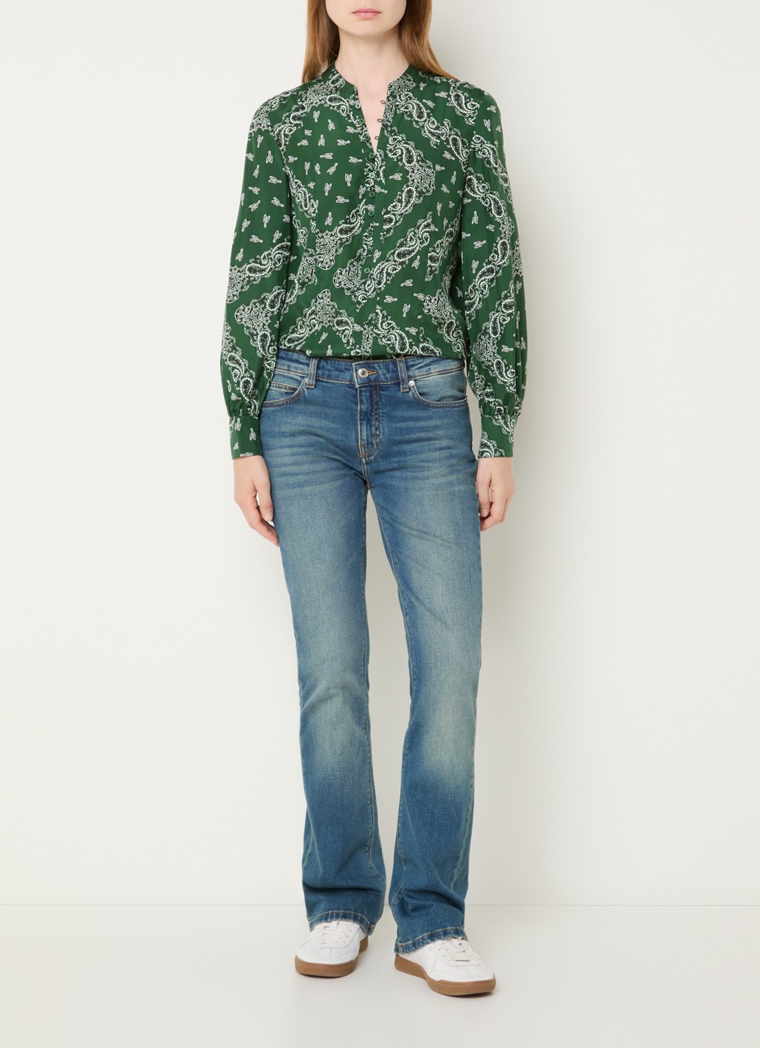 Zadig&Voltaire Twina blouse van zijde met paisley dessin - voorkant 2 donkergroen