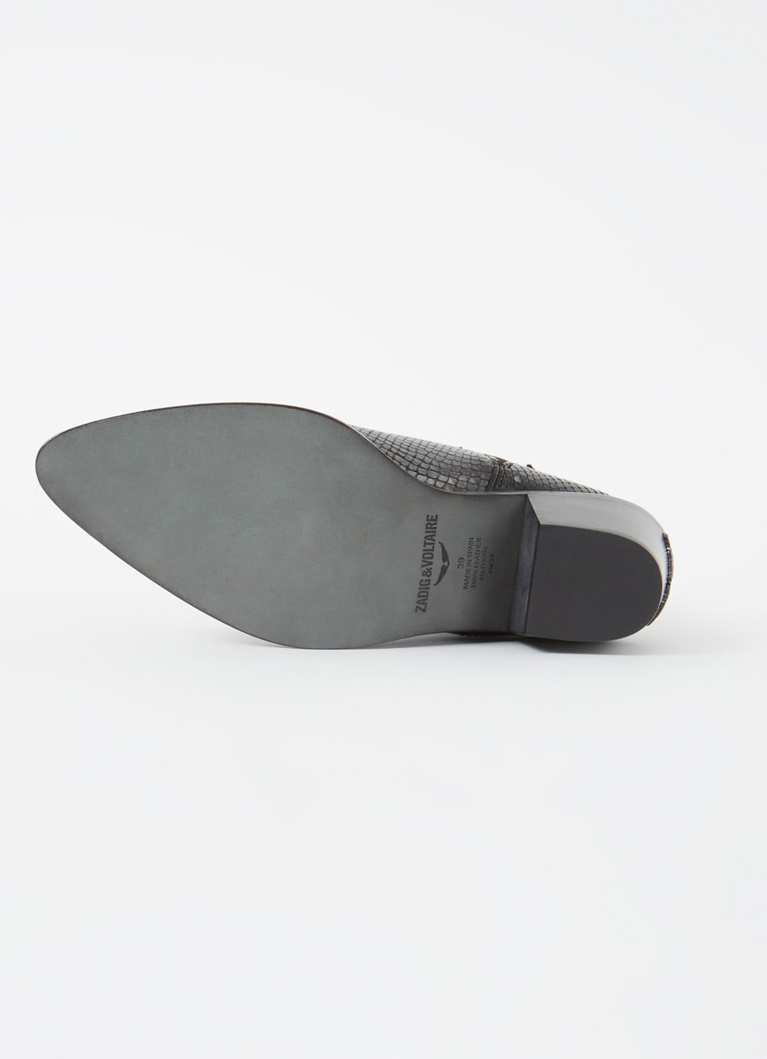 Zadig&Voltaire Tyler Cecilia enkellaarsje van leer met slangenstructuur - detail 3 zwart