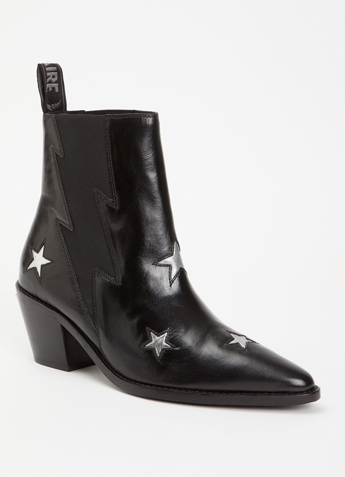Zadig&Voltaire Tyler Stars chelsea  boot van leer - voorkant 2 zwart