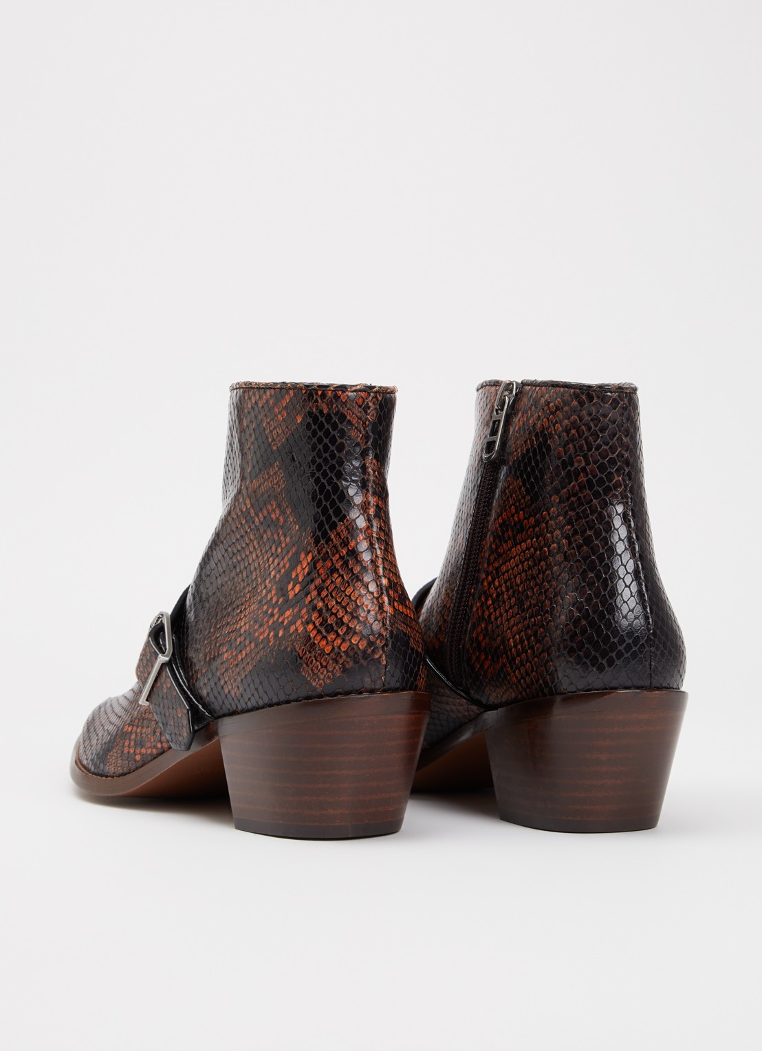 Zadig&Voltaire Tylow Wild Mirror cowboylaars van kalfsleer met slangenstructuur - achterkant 4 roodbruin
