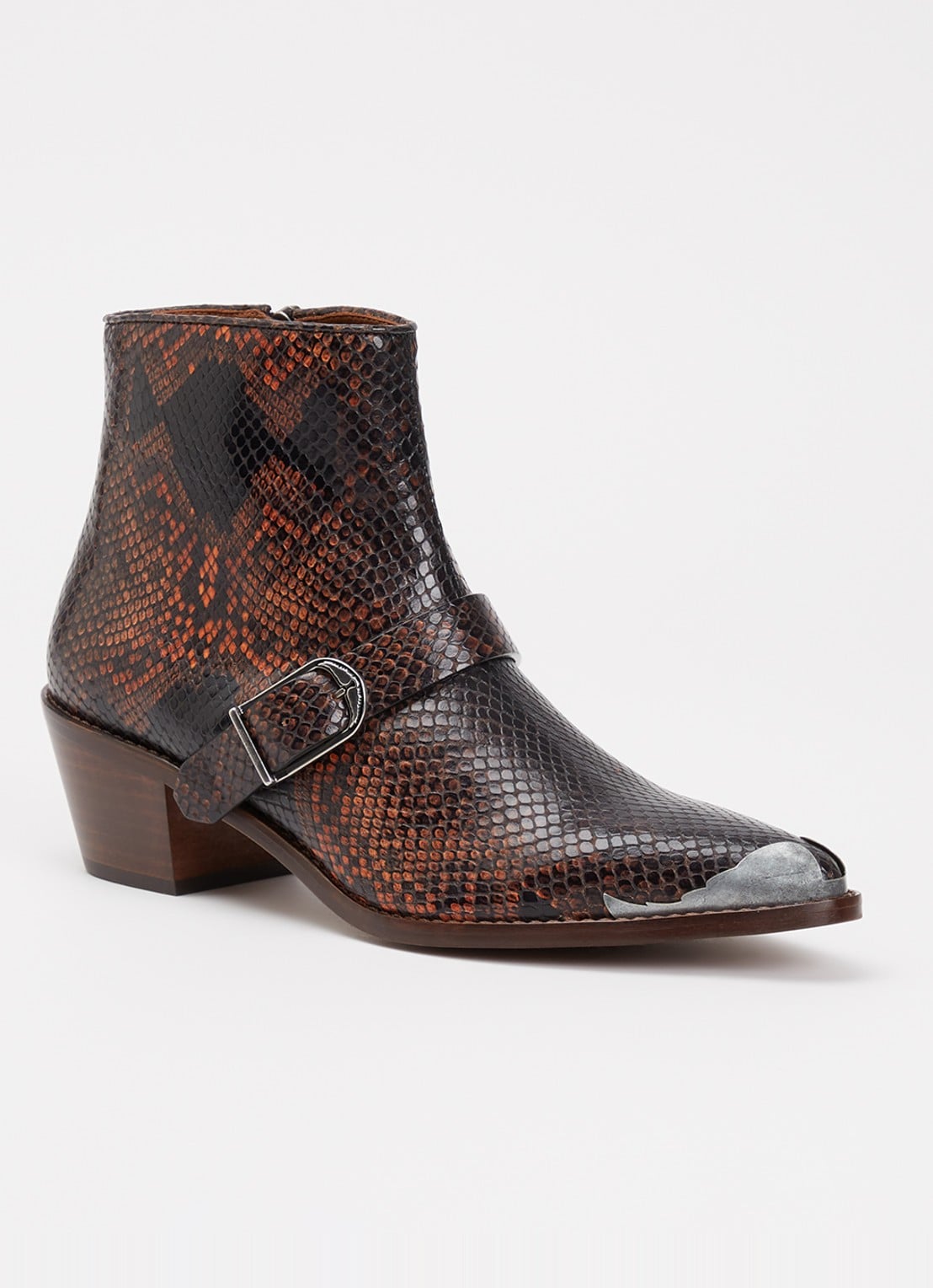 Zadig&Voltaire Tylow Wild Mirror cowboylaars van kalfsleer met slangenstructuur - voorkant 3 roodbruin