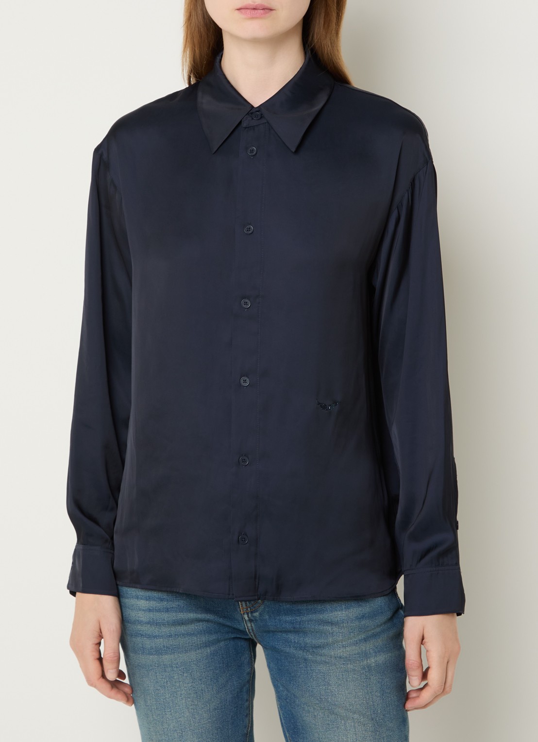 Zadig&Voltaire Tyrica blouse met kraag - detail 3 donkerblauw