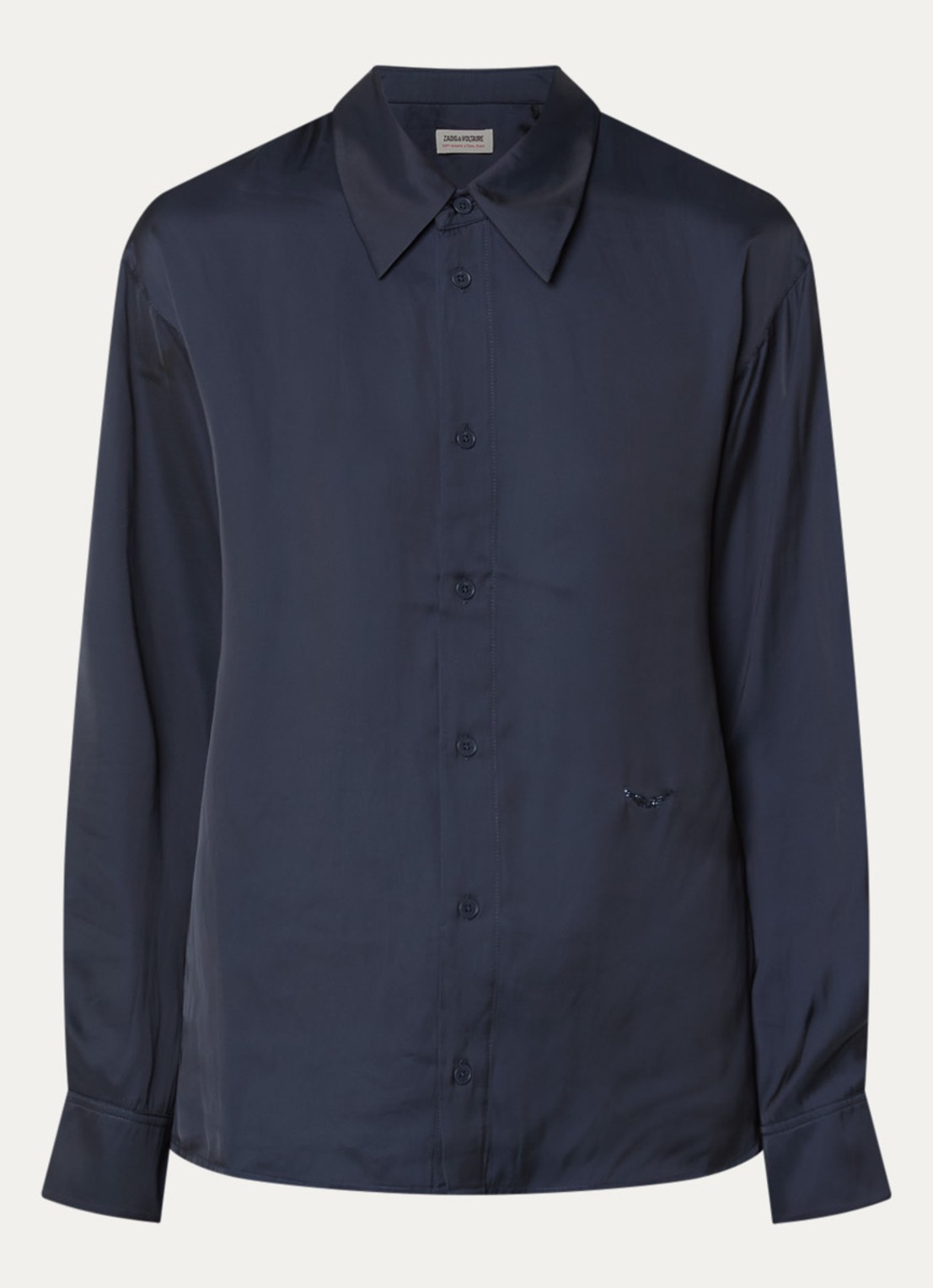 Zadig&Voltaire Tyrica blouse met kraag - voorkant donkerblauw