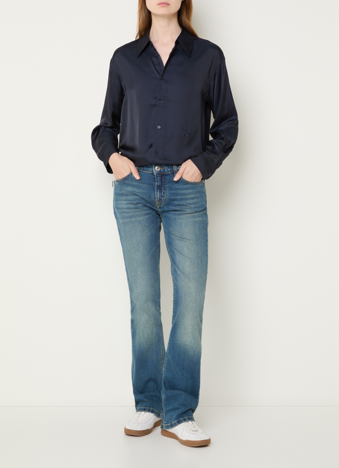 Zadig&Voltaire Tyrica blouse met kraag - voorkant 2 donkerblauw