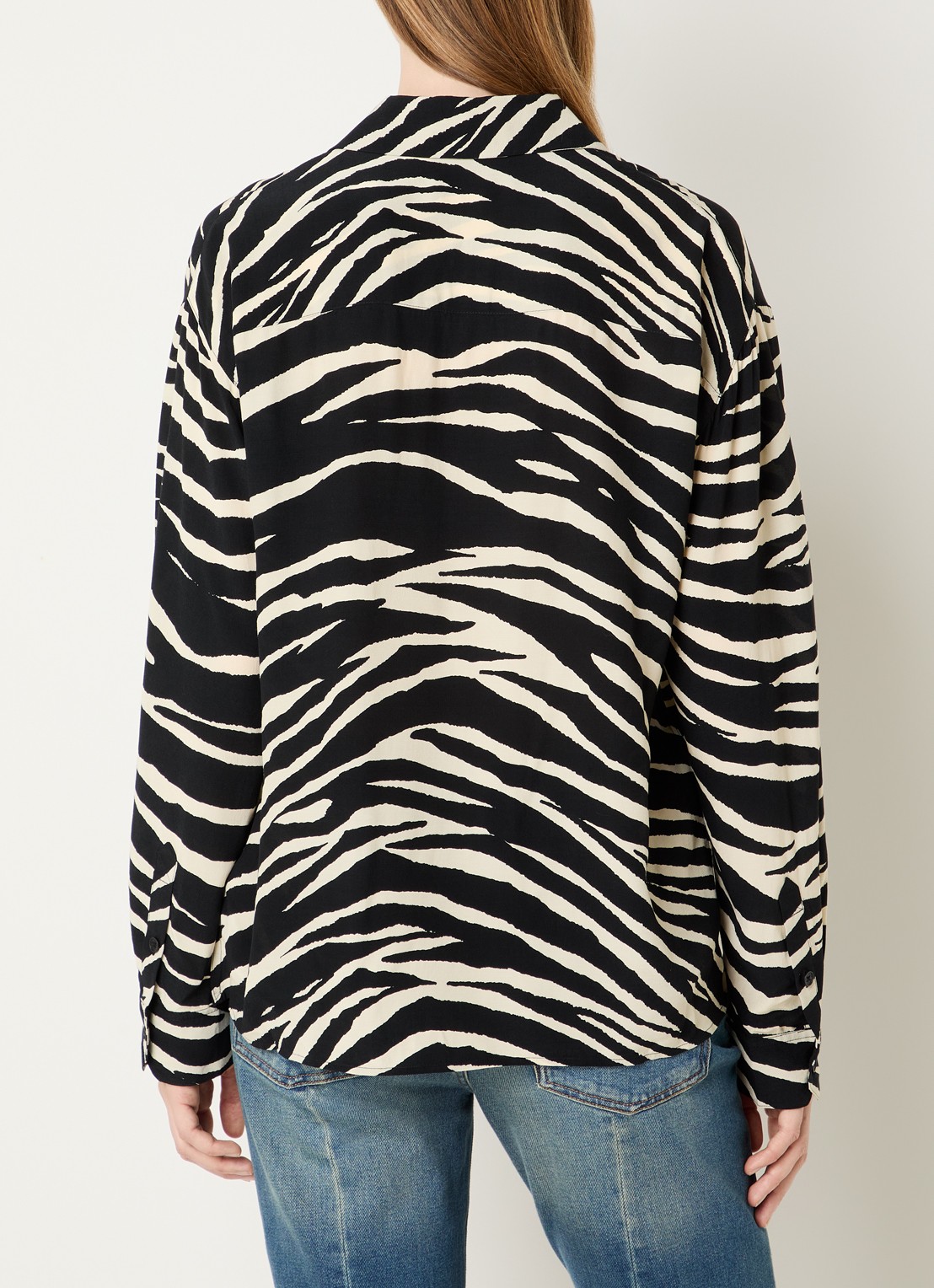 Zadig&Voltaire Tyrica blouse met zebraprint - achterkant zwart
