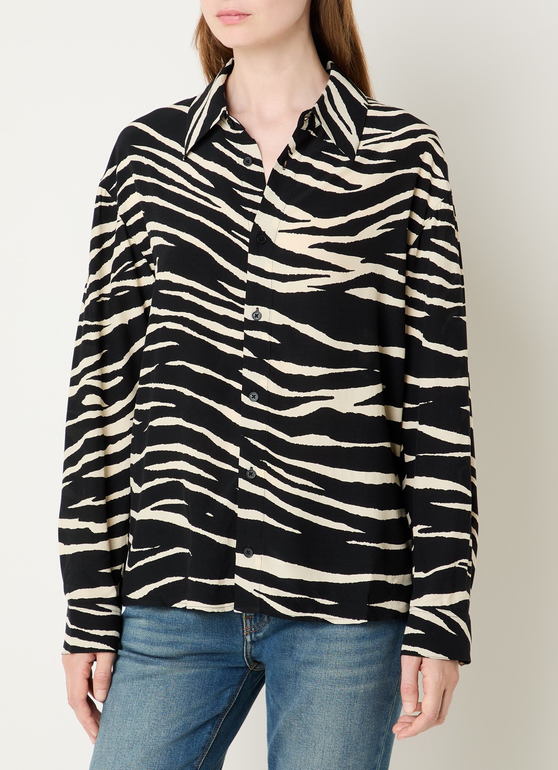 Zadig&Voltaire Tyrica blouse met zebraprint - detail 2 zwart