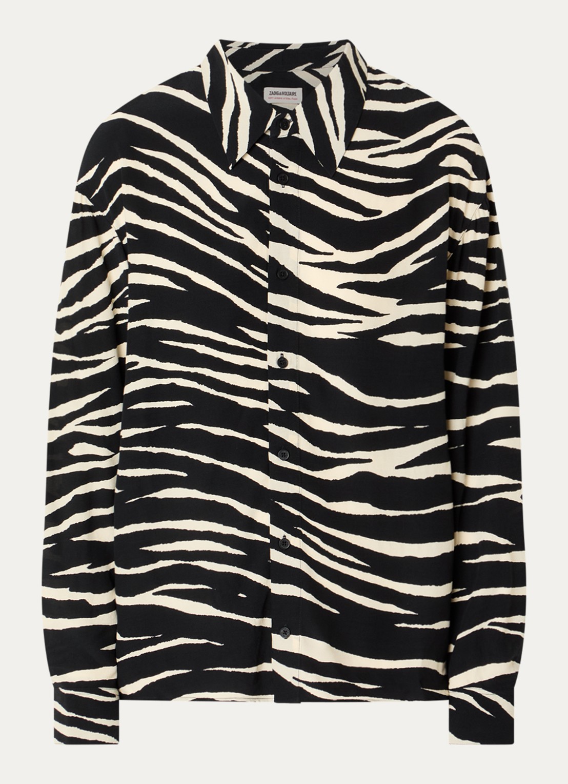 Zadig&Voltaire Tyrica blouse met zebraprint - voorkant 3 zwart