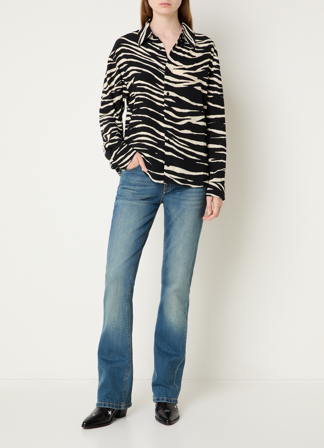 Zadig&Voltaire Tyrica blouse met zebraprint - voorkant 4 zwart