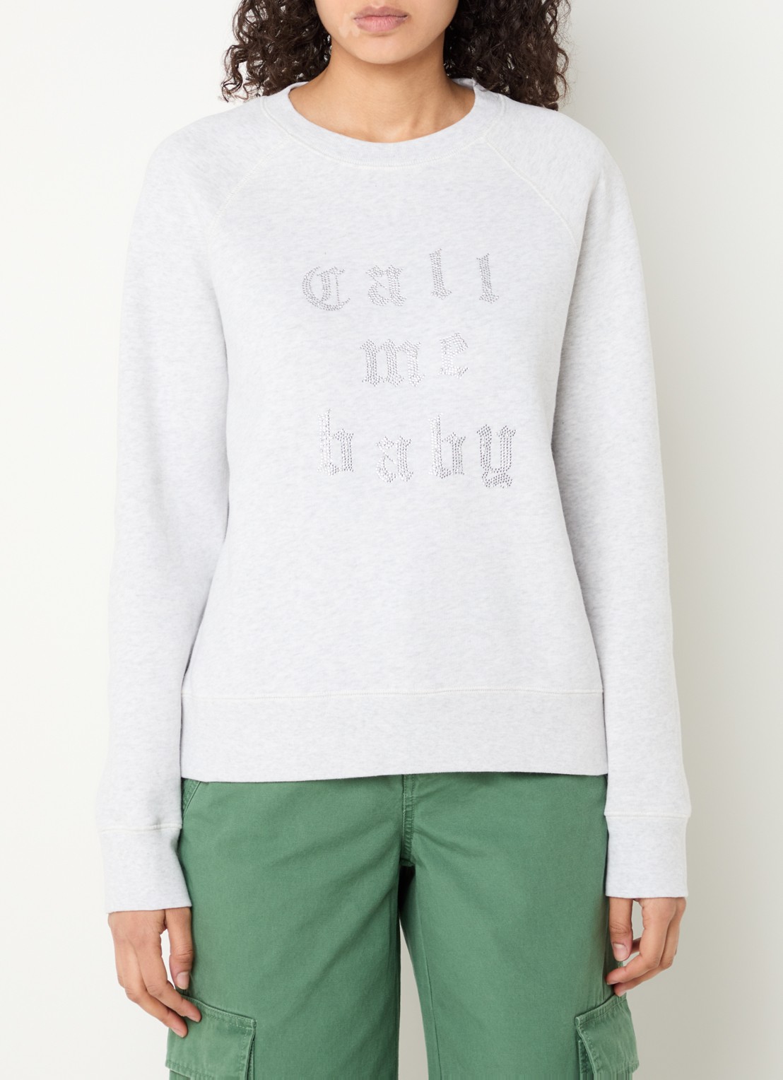 Zadig&Voltaire Upper sweater met strass - detail 4 lichtgrijs