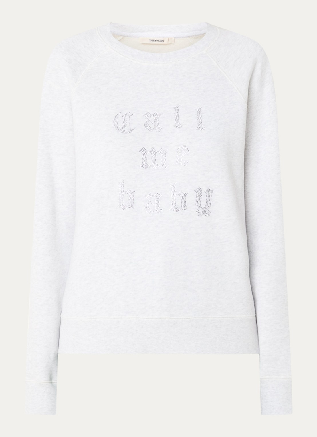 Zadig&Voltaire Upper sweater met strass - voorkant lichtgrijs