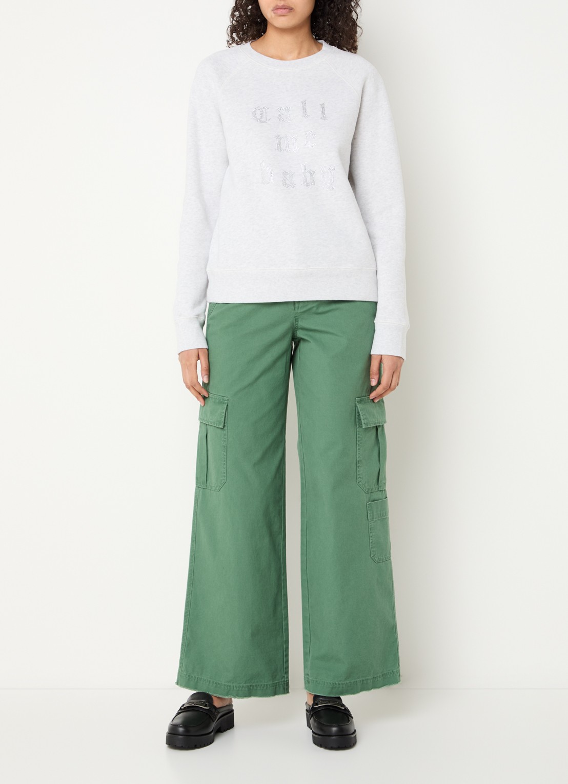 Zadig&Voltaire Upper sweater met strass - voorkant 2 lichtgrijs