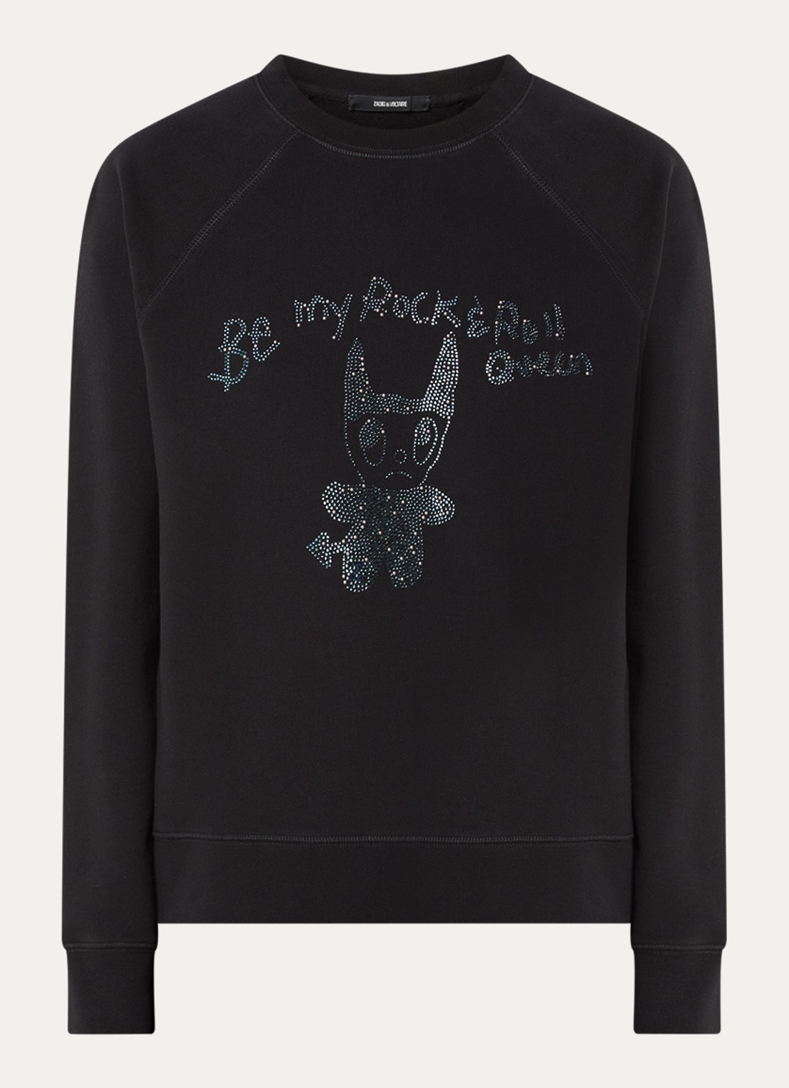 Zadig&Voltaire Upper sweater van  katoen met strass - voorkant zwart