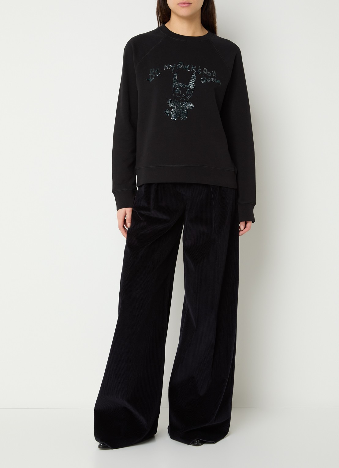 Zadig&Voltaire Upper sweater van  katoen met strass - voorkant 2 zwart