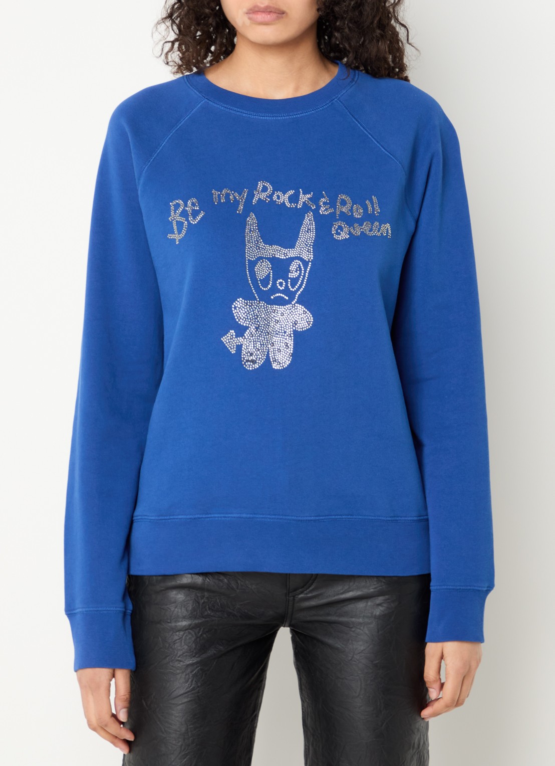 Zadig&Voltaire Upper sweater van  katoen met strass - detail kobaltblauw