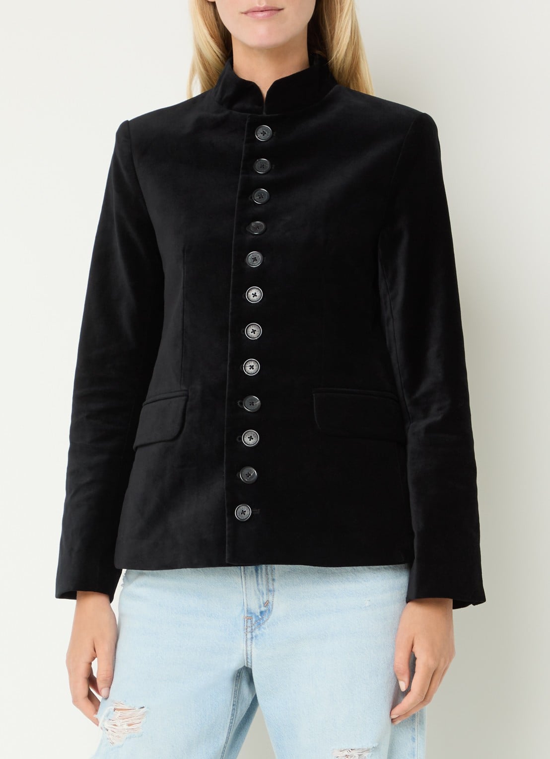 Zadig&Voltaire Vallo blazer van fluweel met klepzakken - detail zwart