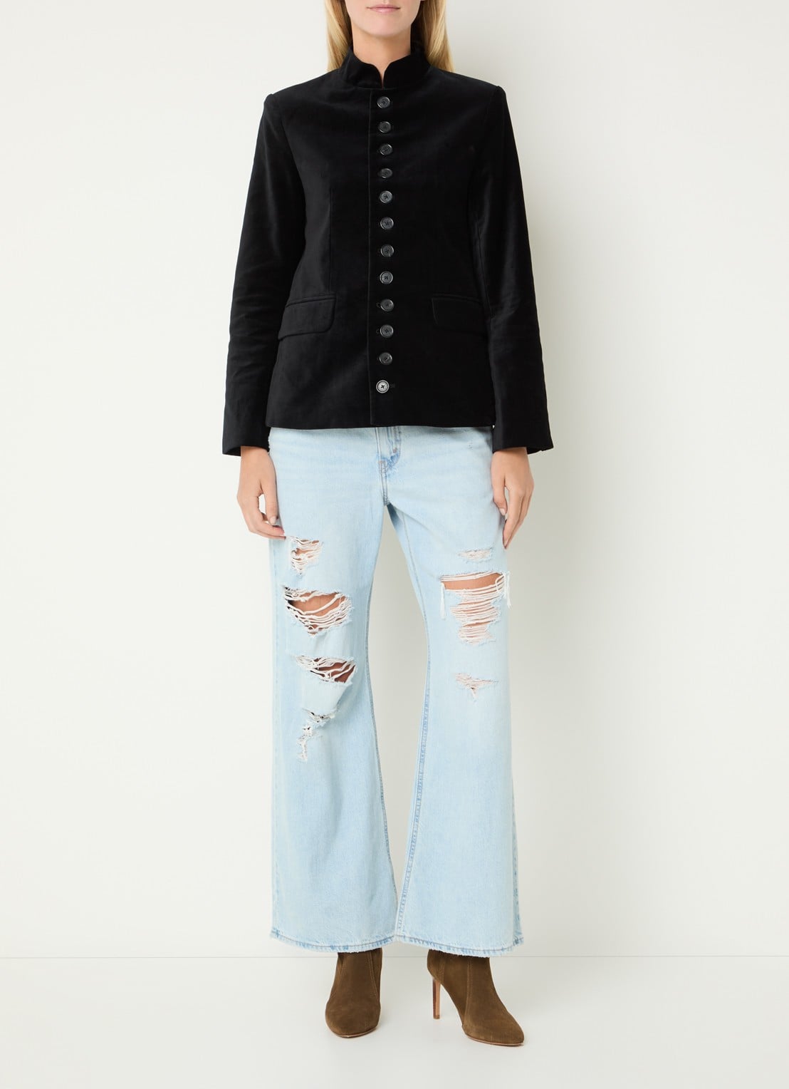 Zadig&Voltaire Vallo blazer van fluweel met klepzakken - voorkant 3 zwart