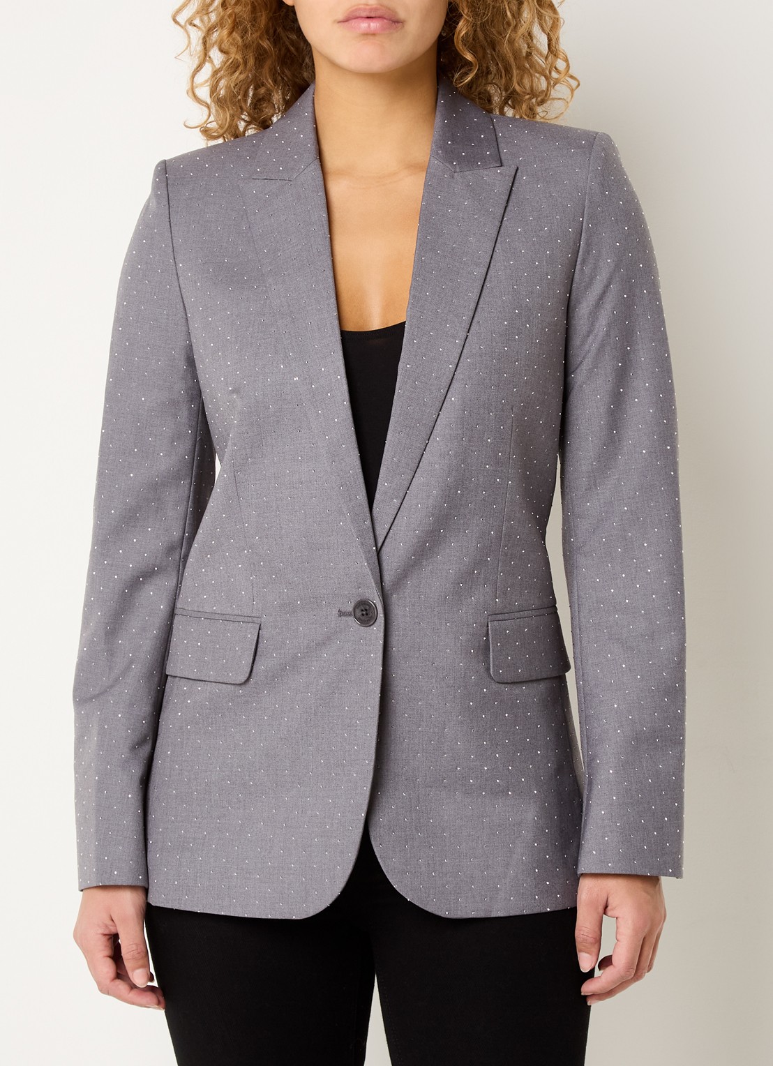 Zadig&Voltaire Valse blazer met strass en klepzakken - detail middengrijs
