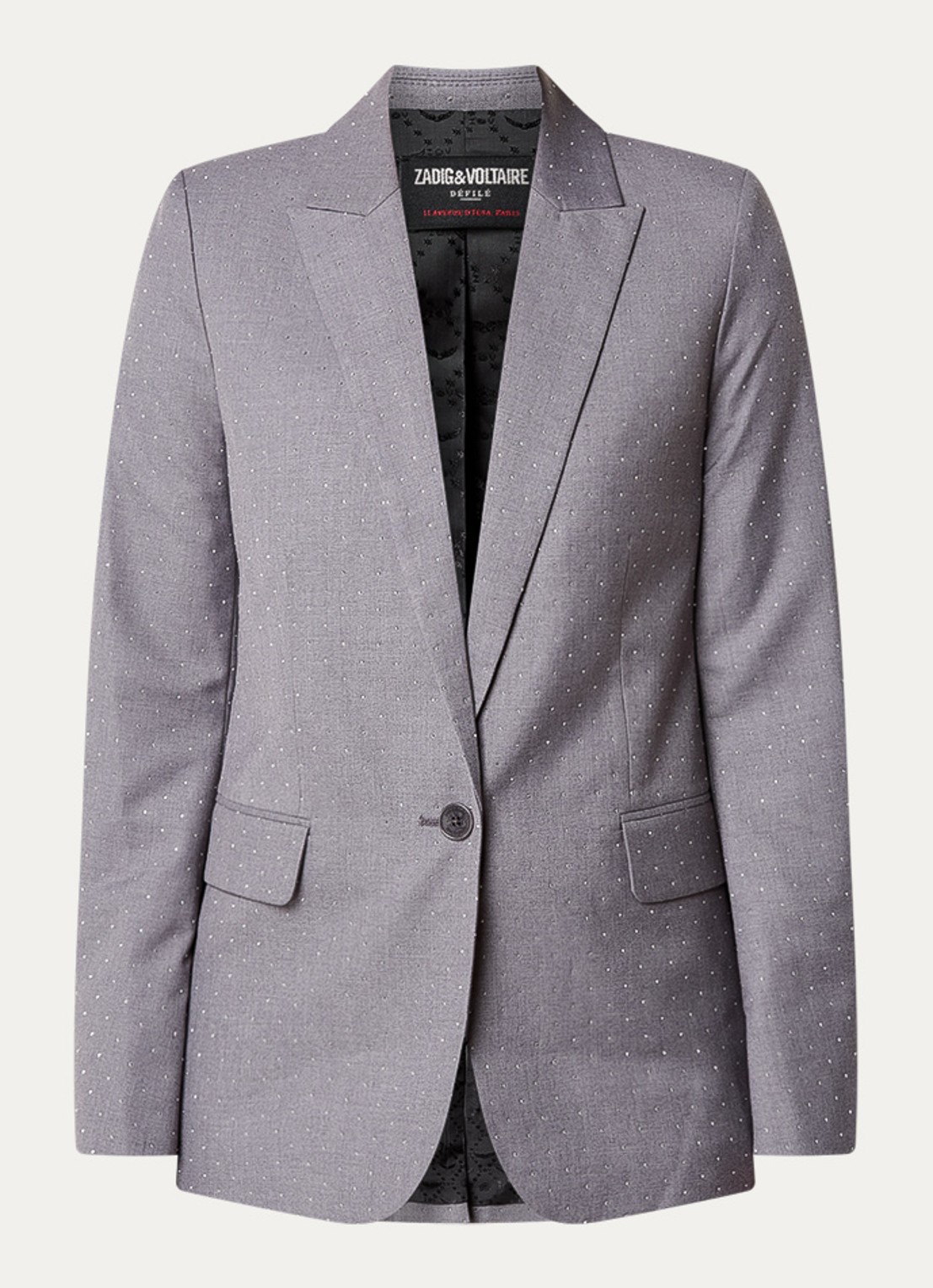 Zadig&Voltaire Valse blazer met strass en klepzakken - voorkant 2 middengrijs