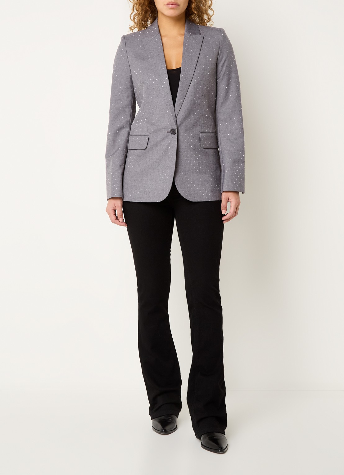 Zadig&Voltaire Valse blazer met strass en klepzakken - voorkant 3 middengrijs