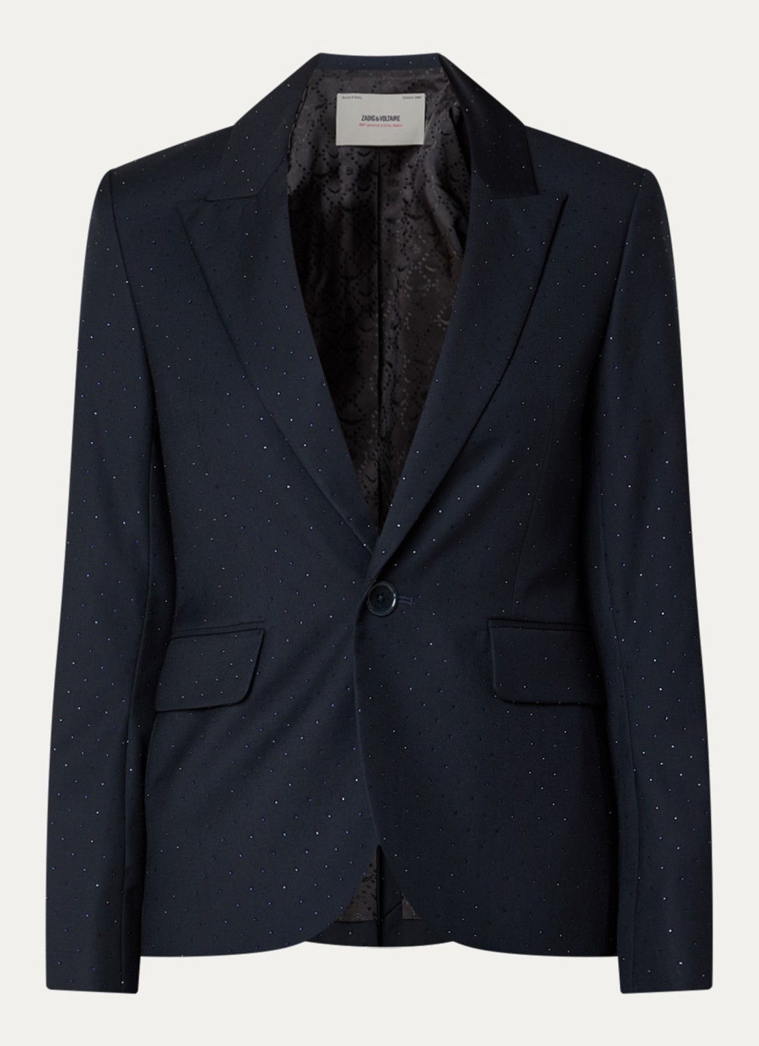 Zadig&Voltaire Valse blazer met strass en klepzakken - voorkant 2 zalmroze