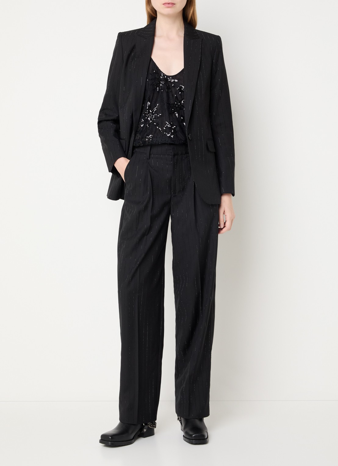 Zadig&Voltaire Valse blazer met strass - voorkant 4 zwart