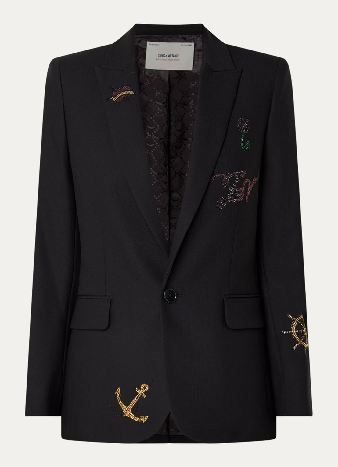 Zadig&Voltaire Valse blazer met strass - voorkant 2 zwart