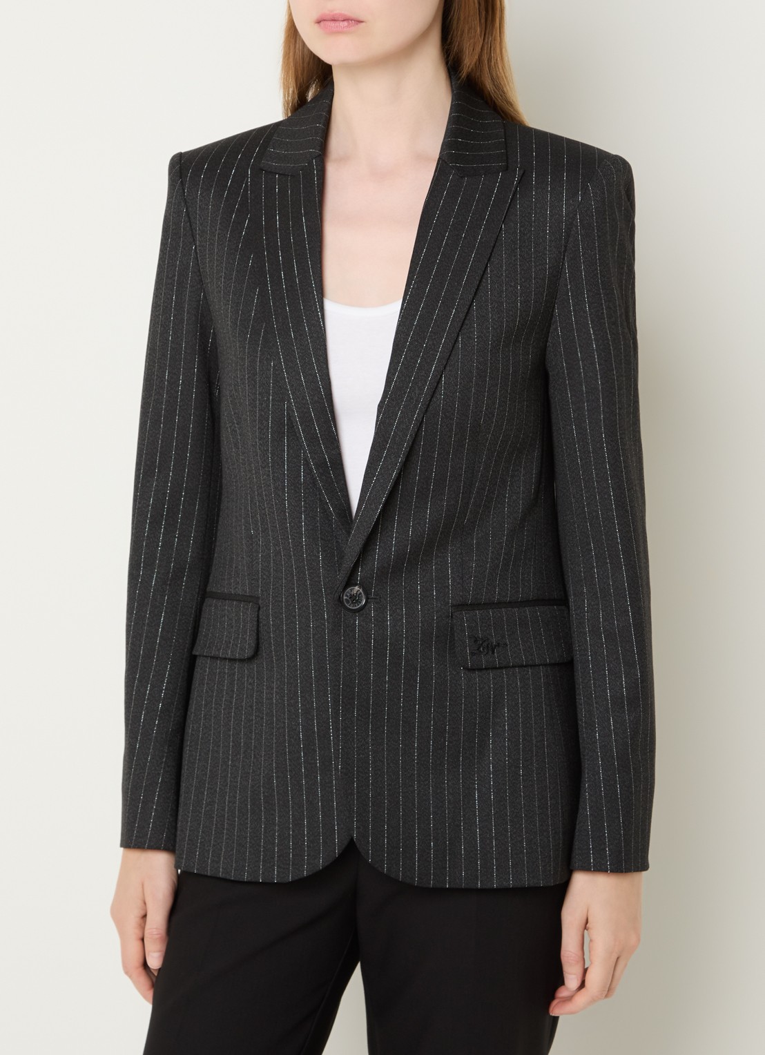 Zadig&Voltaire Valser blazer met schoudervulling en lurex - detail 2 antraciet