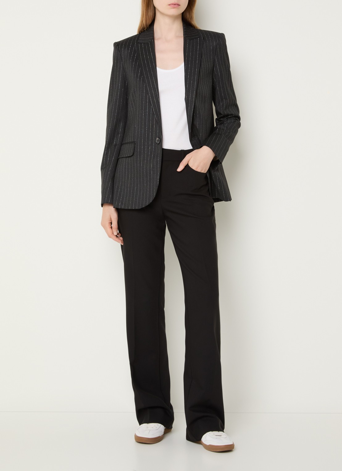 Zadig&Voltaire Valser blazer met schoudervulling en lurex - voorkant 4 antraciet